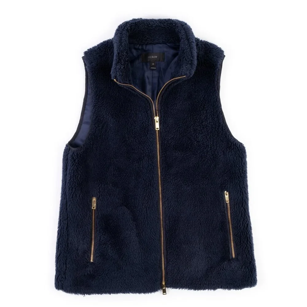 J. CREW Plush navy fleece excursion vest size XS